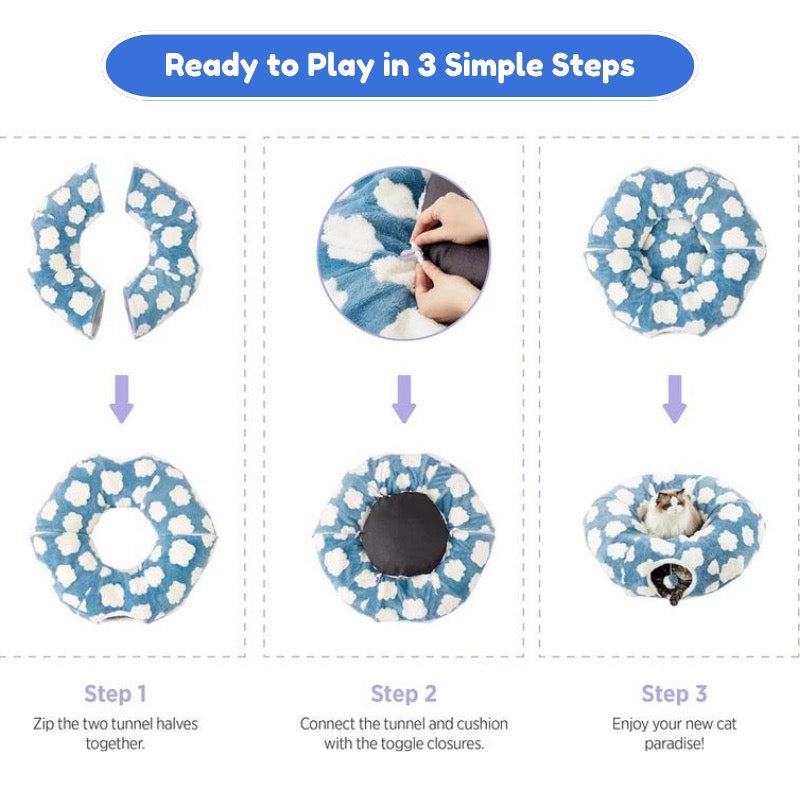 3-in-1 Cat Tunnel Bed